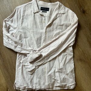 Abercrombie & Fitch Red and Cream Striped Button Up Shirt